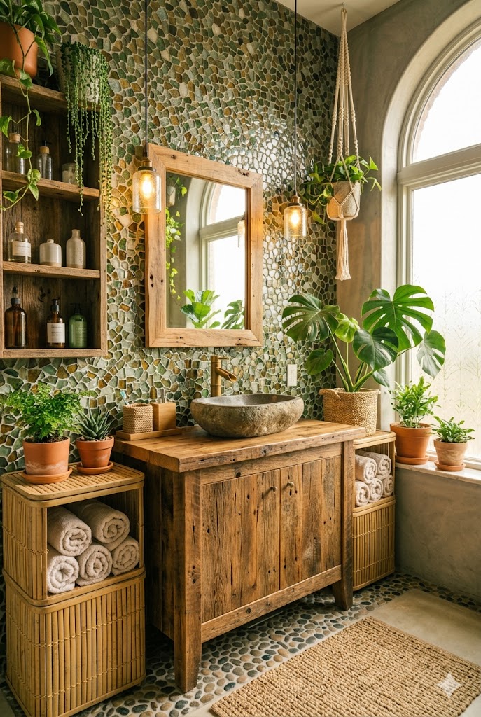 Eco-friendly Solarpunk bathroom
