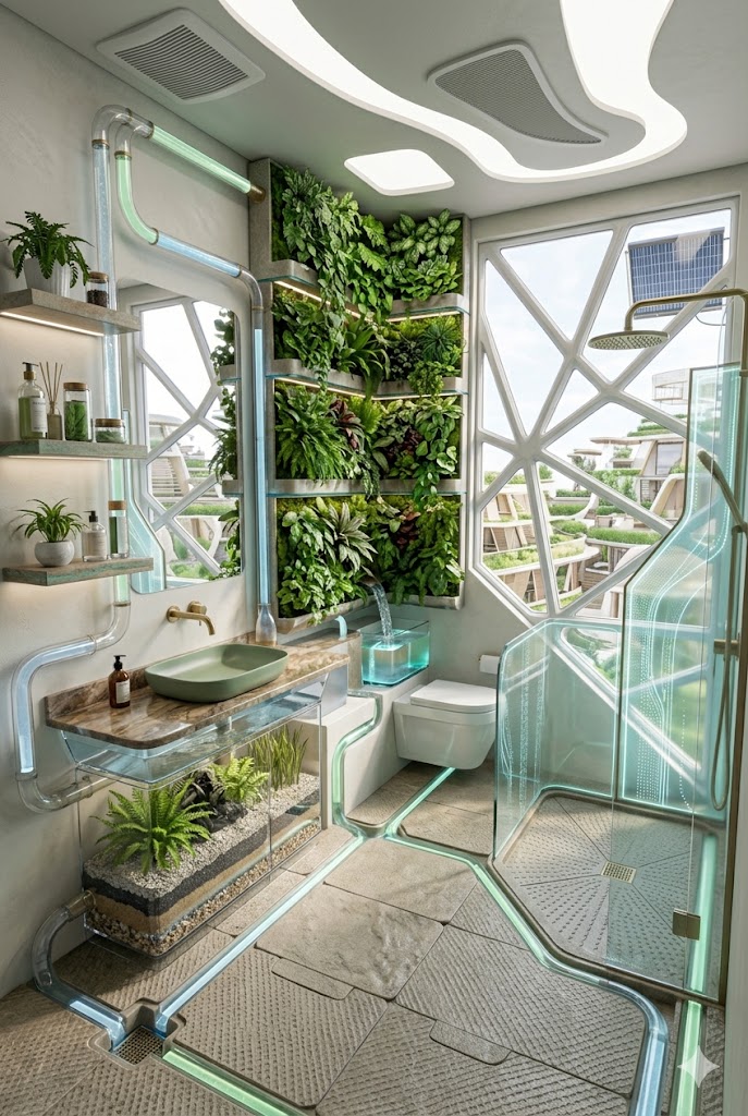 Futuristic Solarpunk bathroom
