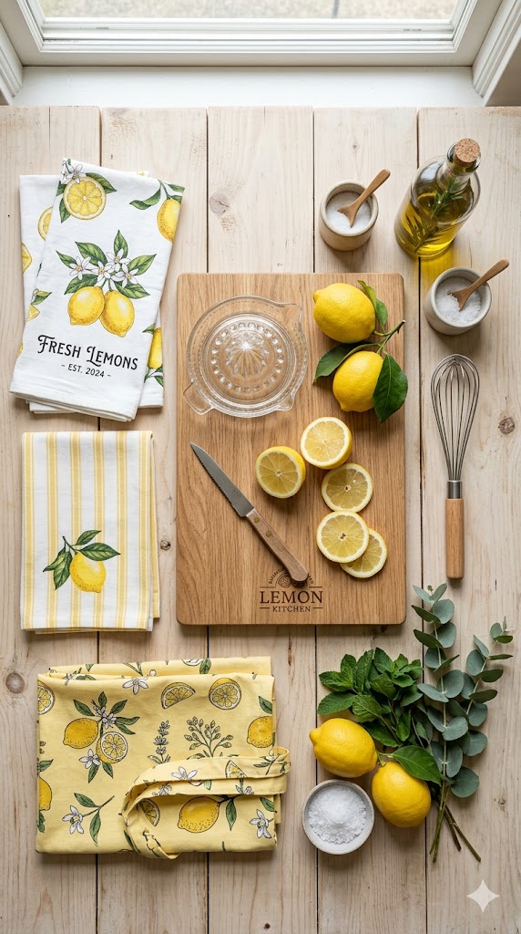 lemon-themed kitchen accessories