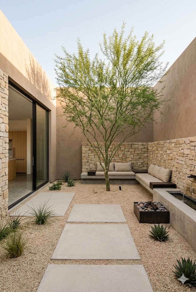 Minimalist desert-modern courtyard garden
