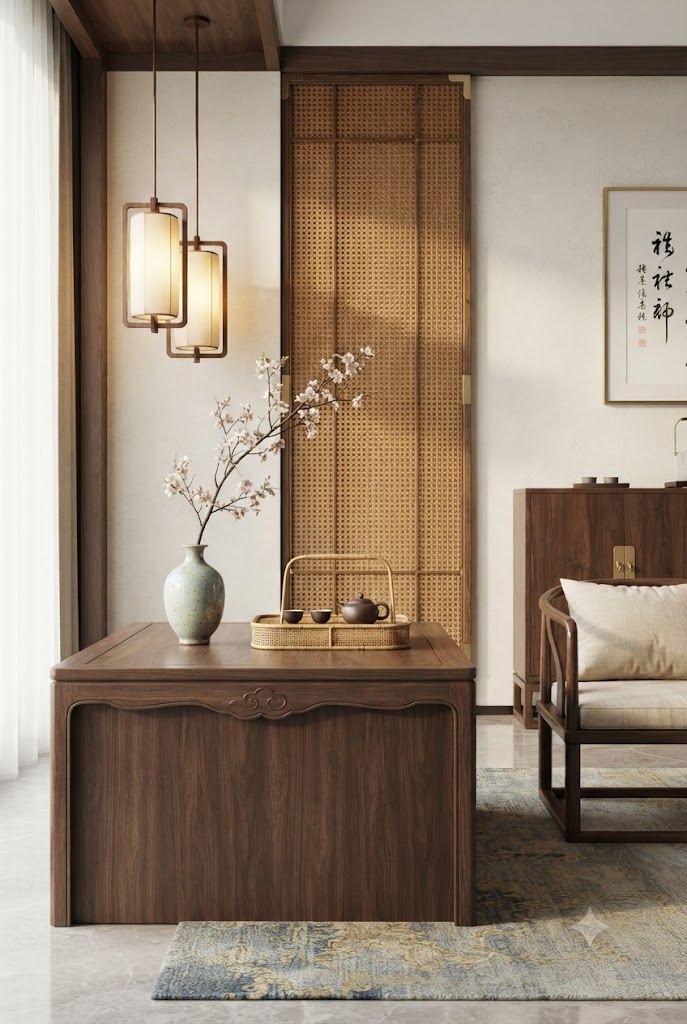 Warm Bamboo Accents in chinese home