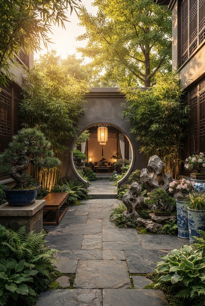 Chinese-inspired courtyard