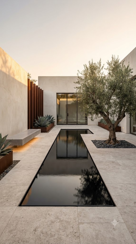 Contemporary desert-modern courtyard Minimalist Water Feature
