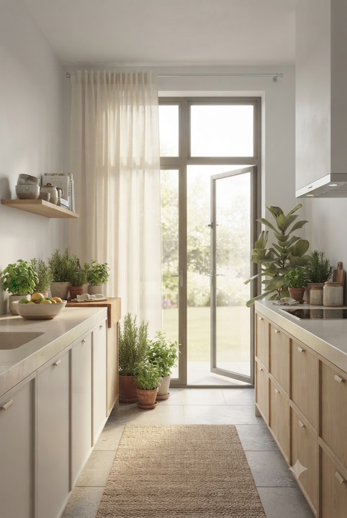 modern kitchen with natural cooling and light