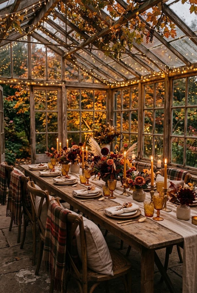 Autumn wedding small ceremony setup