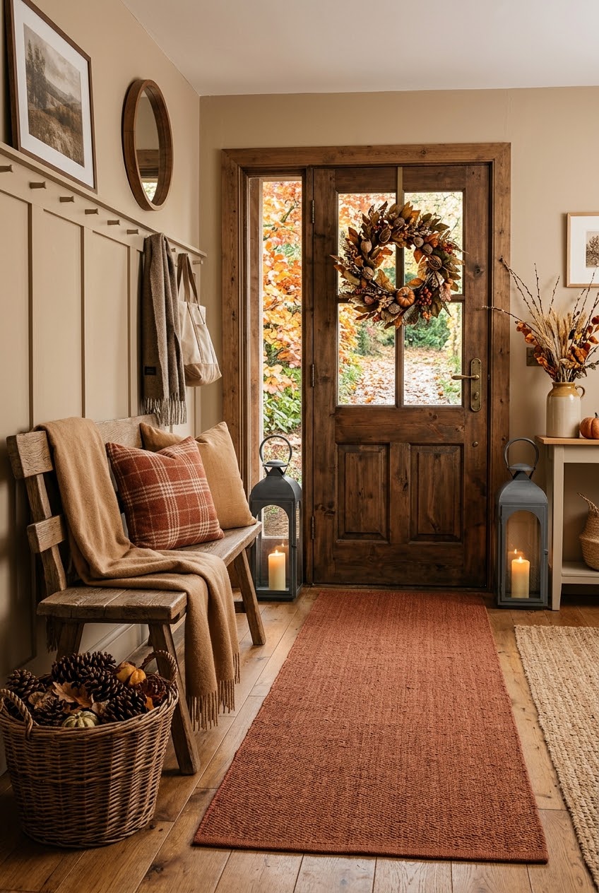 Entryway decor with fall color palette